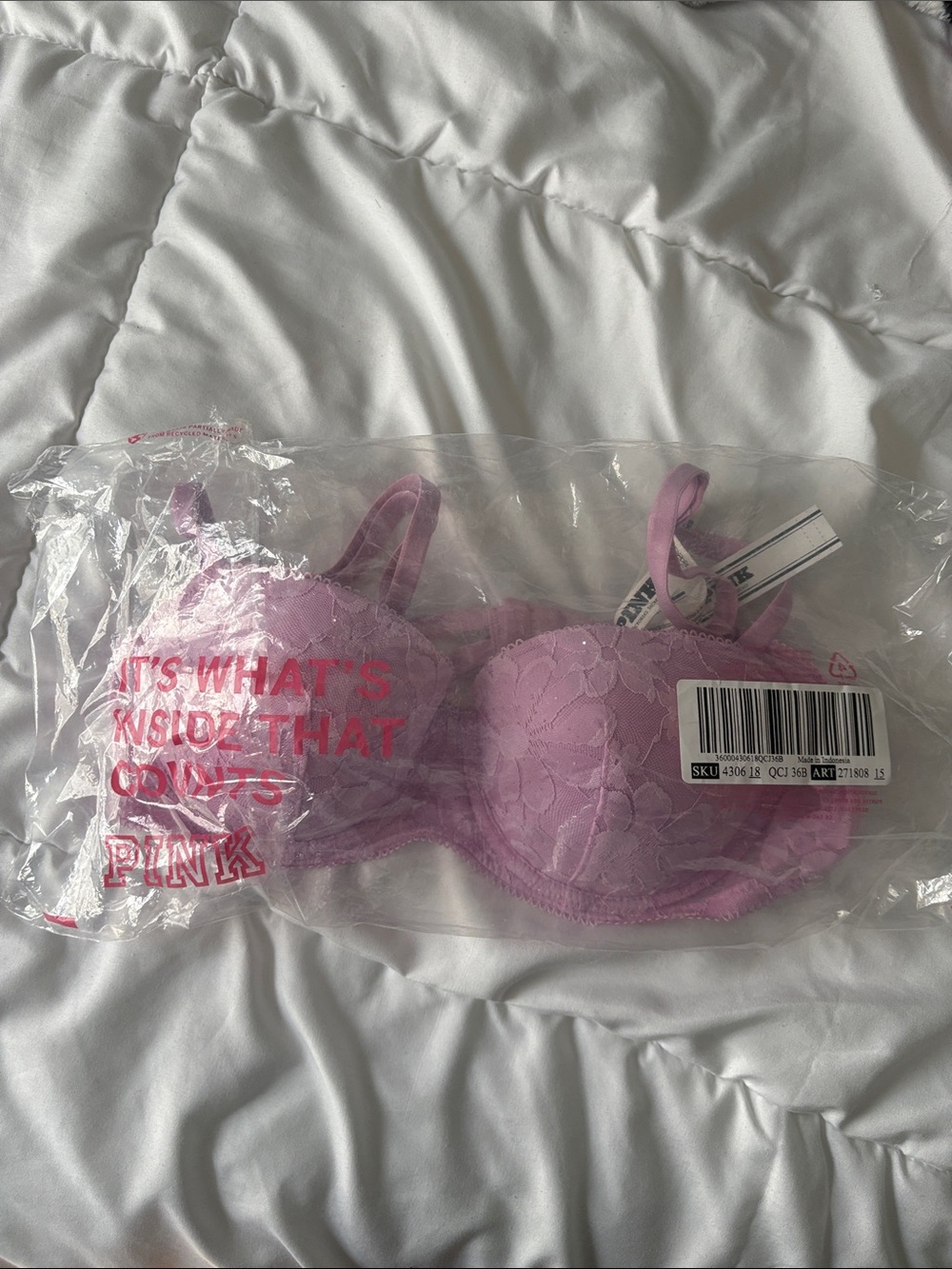 BNWT PINK Victoria's Secret Pink Lace Balconette Bra 36B - Picture 9 of 9